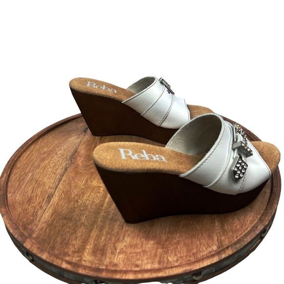 NWOT Reba wooden sandals 39=8 - Picture 6 of 13